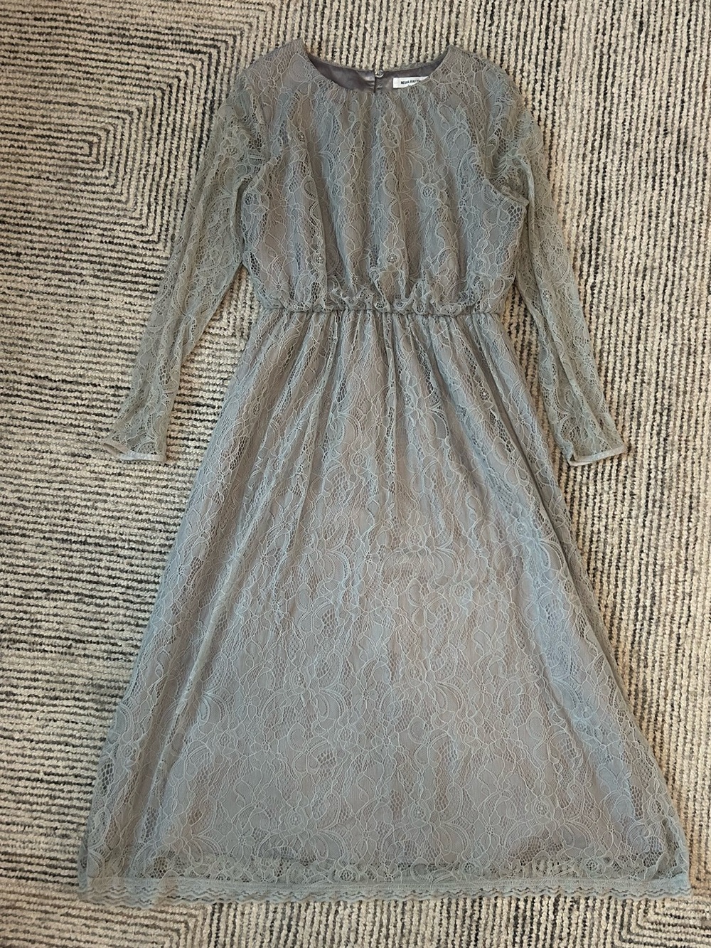 Natural Beauty Basic Gray Lace Midi Dress Long Sleeve Romantic Women’s S Japan